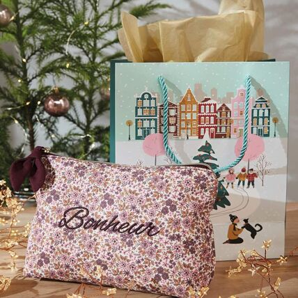 Pochette brodée + sac cadeau