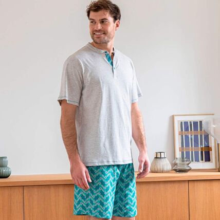 Pyjama short gris chiné