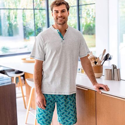 Pyjama short gris chiné
