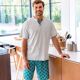 Pyjama short gris chiné-1