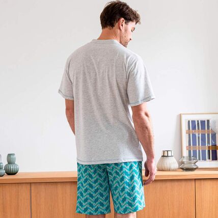 Pyjama short gris chiné