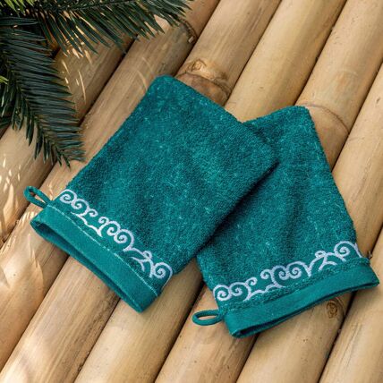 2 gants de toilette